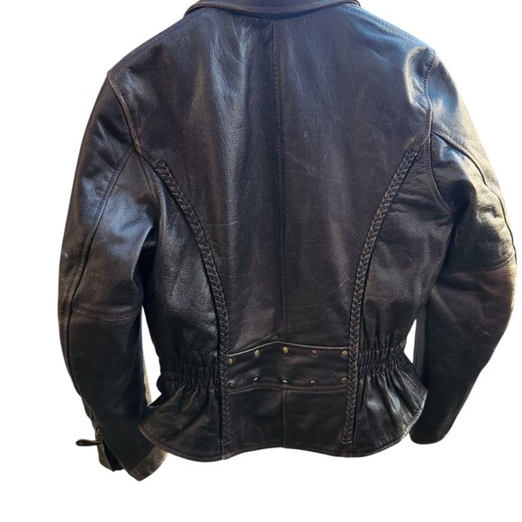 Milwaukee Leather Women’s L Brown Motorcycle Jacket Zip-Out Liner Braided Stud D - Picture 4 of 12
